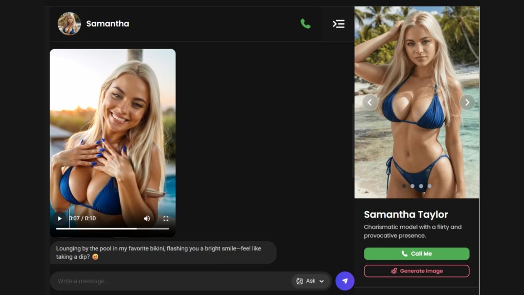 Beautiful blonde virtual companion created on Candy AI Girlfriend App for my site review